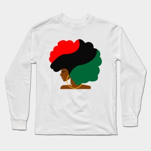 Pan African Flag Afro Girl Long Sleeve T-Shirt